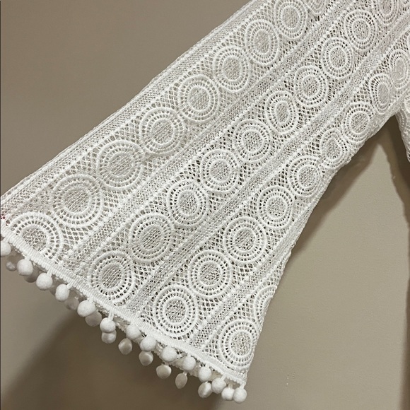 Eloquii | New Crocheted mini dress Bell sleeves Pompom Women’s size 24 sheer - Picture 4 of 9